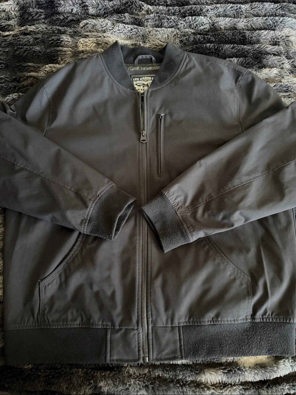 Levi's Black Men’s Bomber Jacket with Zip Chest Pocket